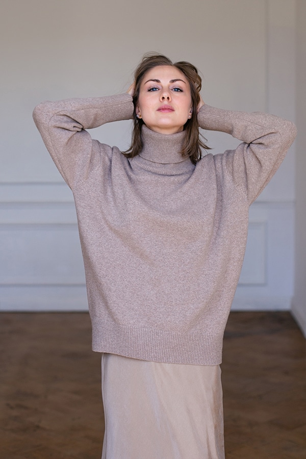 Шерстяной свитер 100% шерсть premium merino wool - Тауп