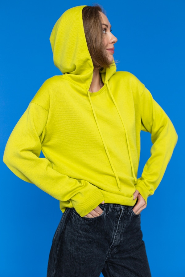 Худи из гладкой 100% шерсть premium merino wool - Лимонный